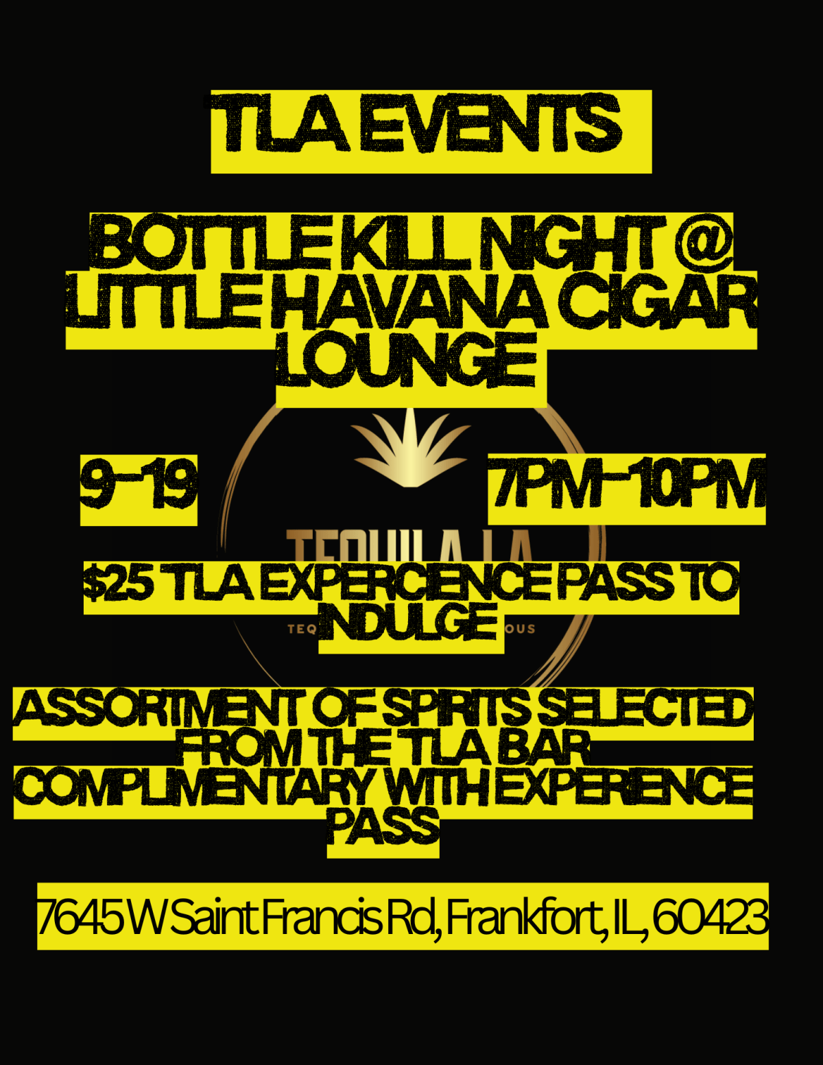 TLA Cocktail Experience Menu